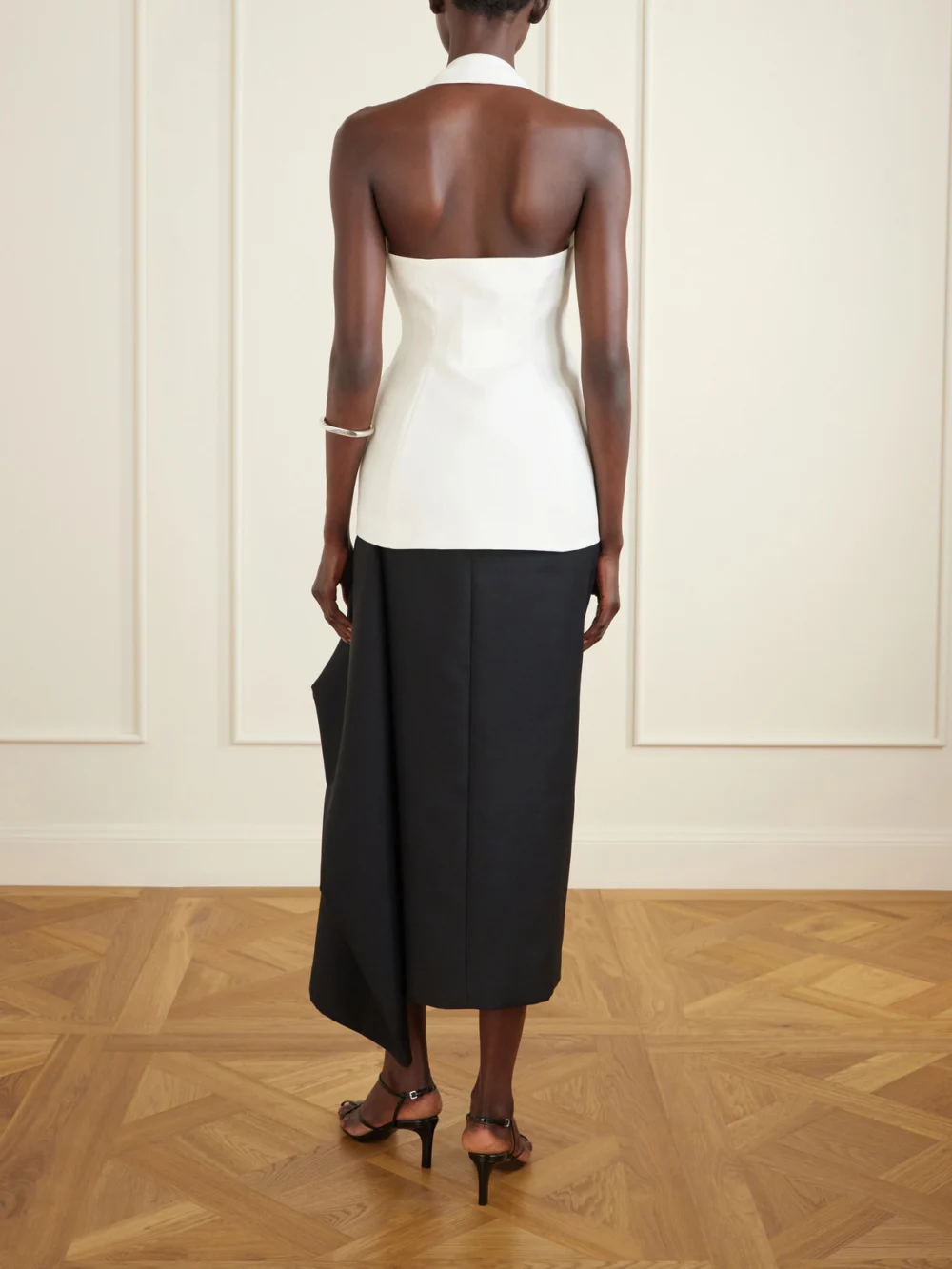 Back view of the Heirlome Lupita Halterneck Sleeveless Wool and Silk-blend Top