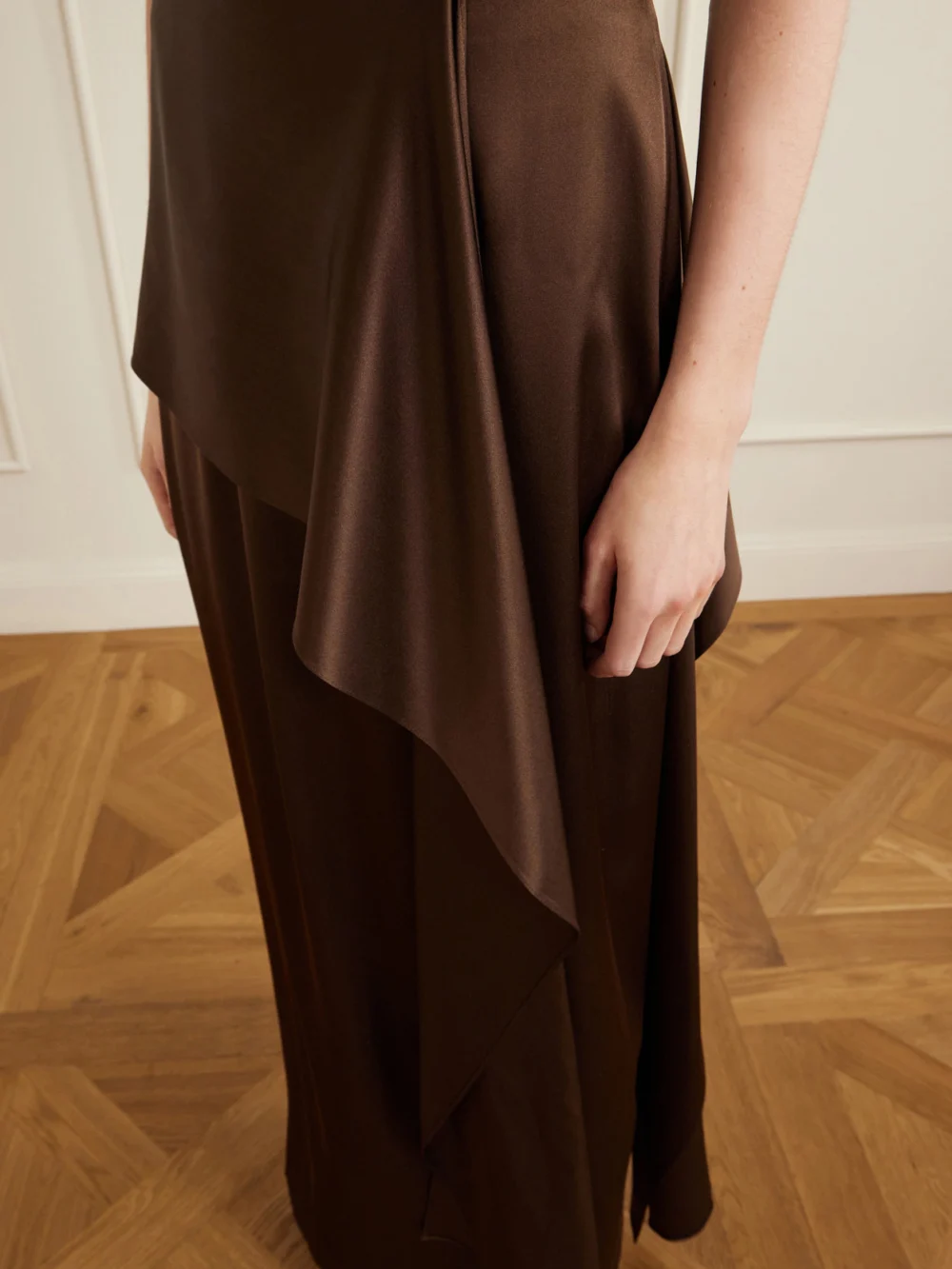 Close-up detail of the Heirlome Mila Silk Maxi Skirt