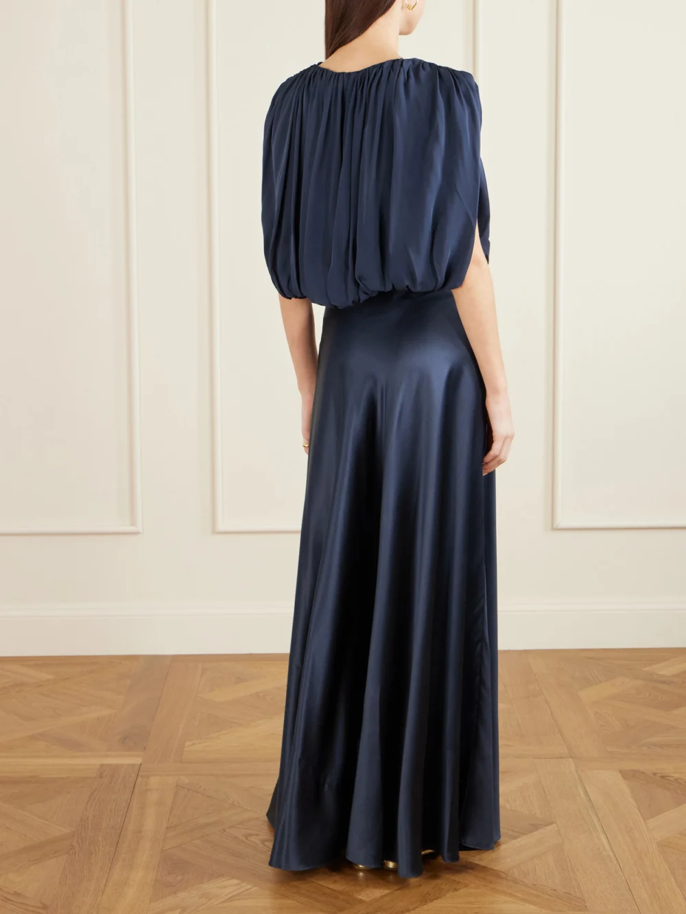 Back view of the Heirlome Penelope Pleated Silk-crepe Top