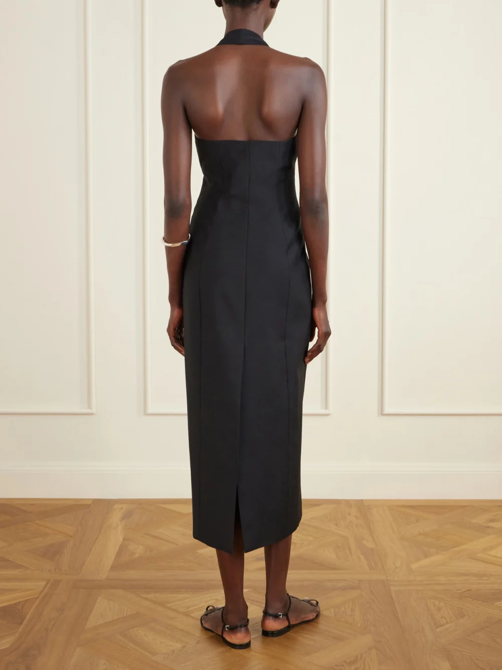 Back view of the Heirlome Sarah Wool and Silk-blend Halterneck Midi Dress
