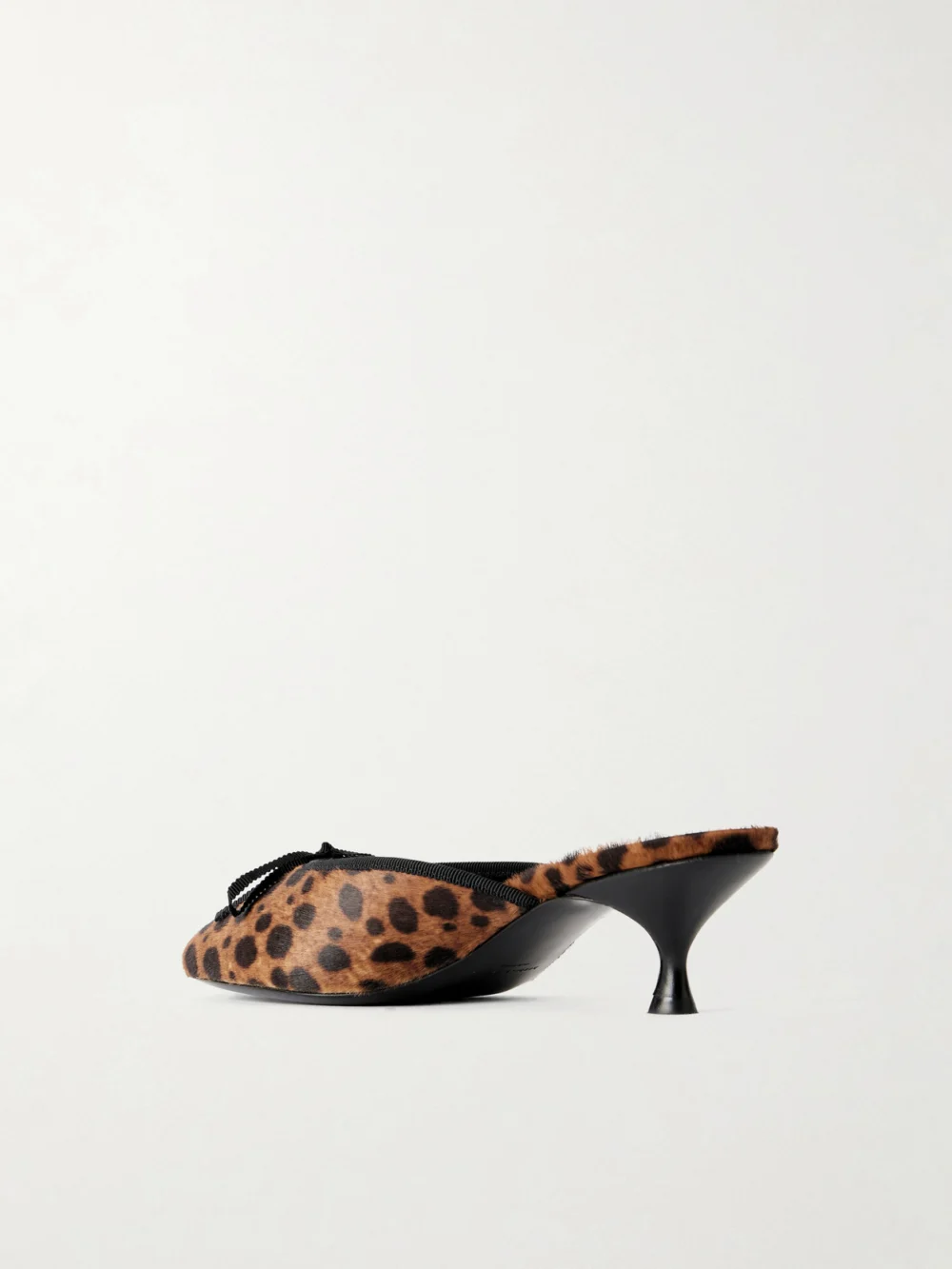 Back view of the Herbert Levine 24/7 50 Bow-detailed Leopard-print Pony Hair Pumps