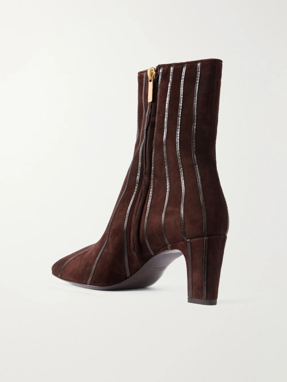 Back view of the Herbert Levine A Fine Line 65 Leather-trimmed Suede Ankle Boots