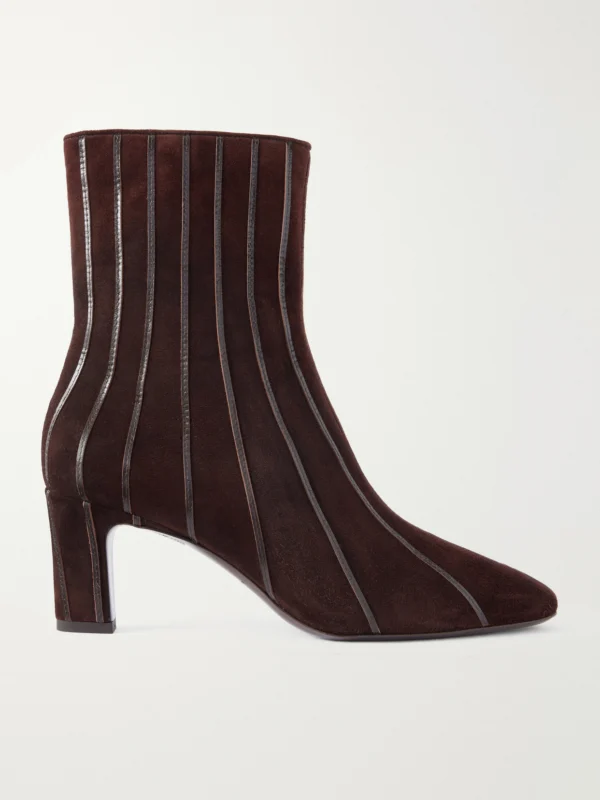 Herbert Levine A Fine Line 65 Leather-trimmed Suede Ankle Boots