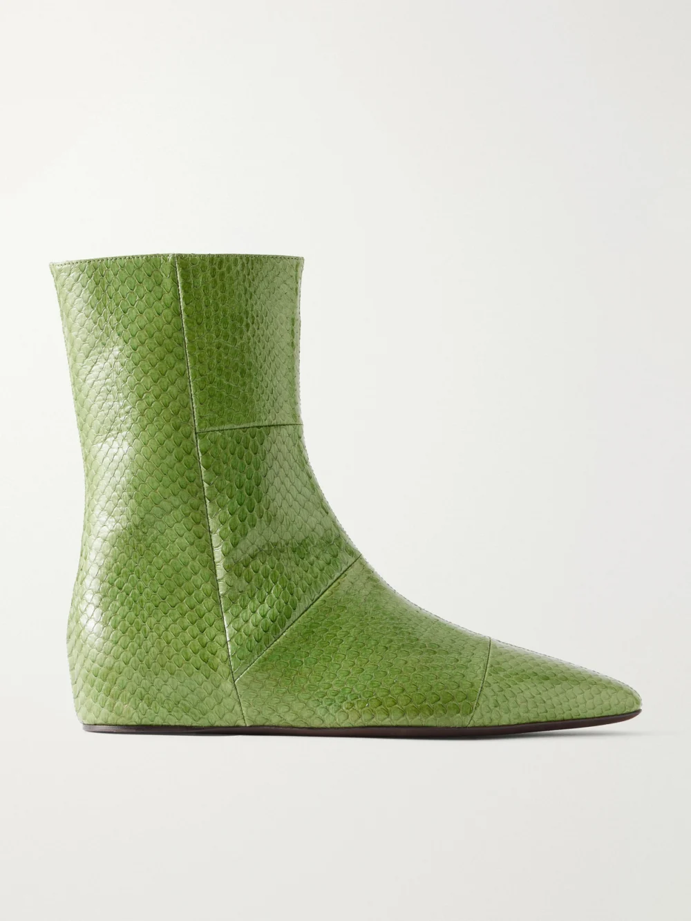 Herbert Levine All in All Snake-effect Leather Ankle Boots in lime green