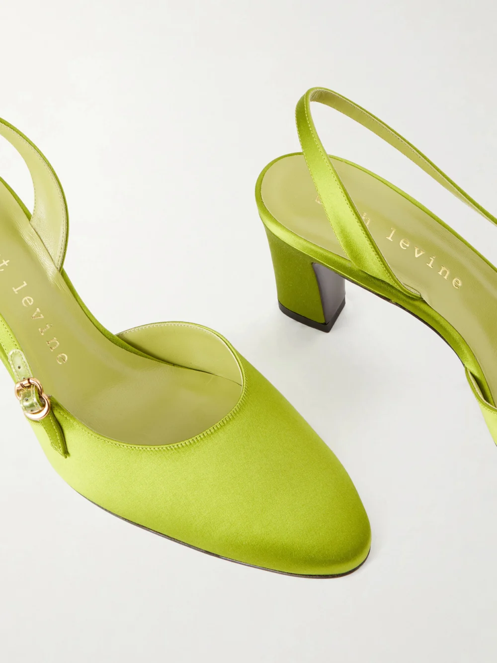 Close-up detail of the Herbert Levine Ask Around 65 Satin Slingback Pumps