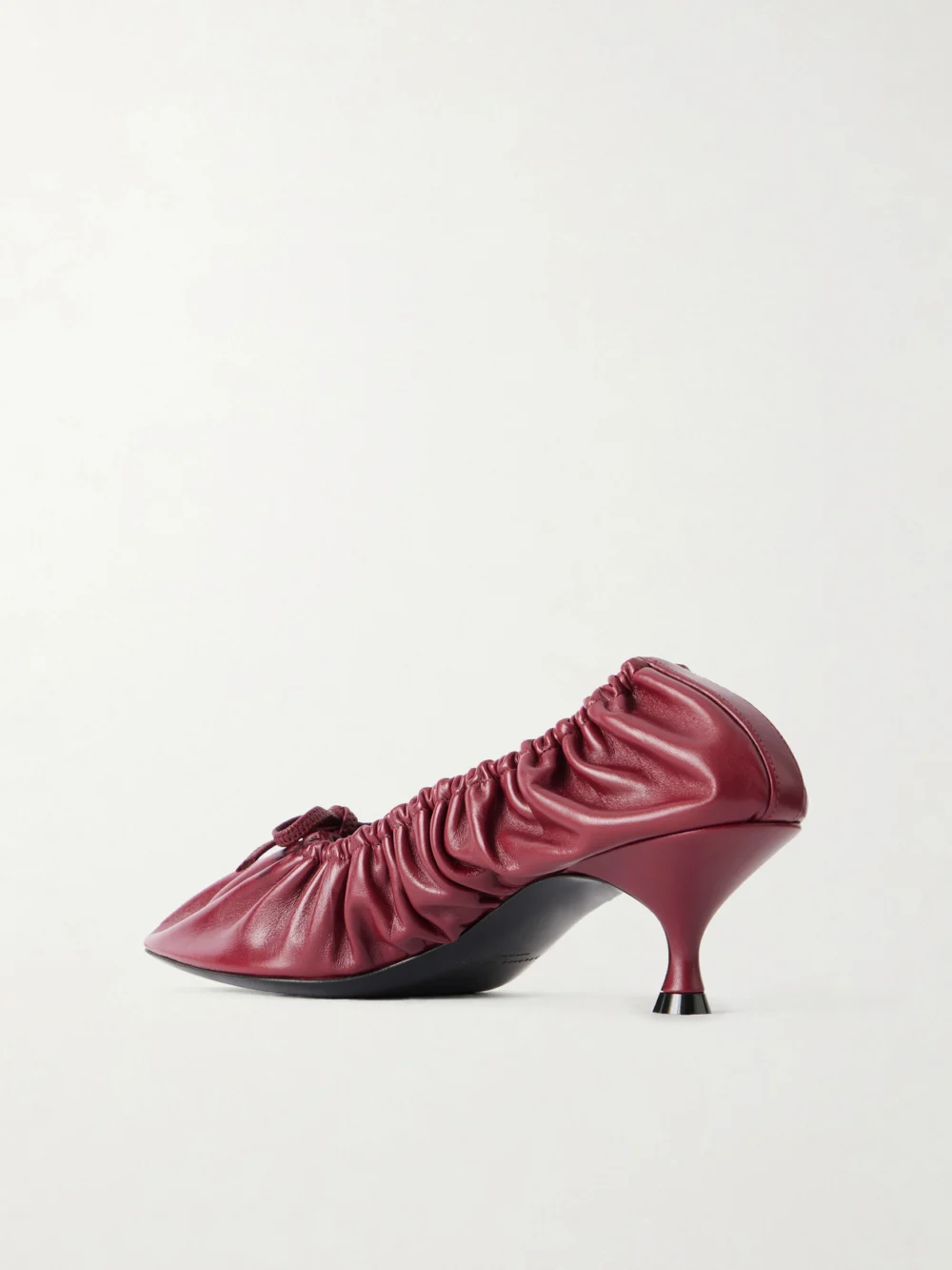 Back view of the Herbert Levine Gather Around 55 Bow-detailed Gathered Leather Pumps