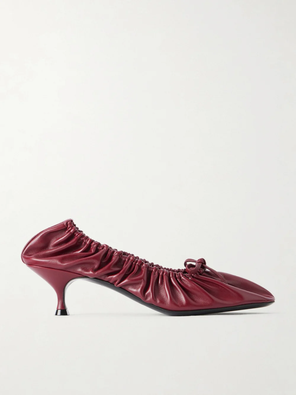 Herbert Levine Gather Around 55 Bow-detailed Gathered Leather Pumps in burgundy