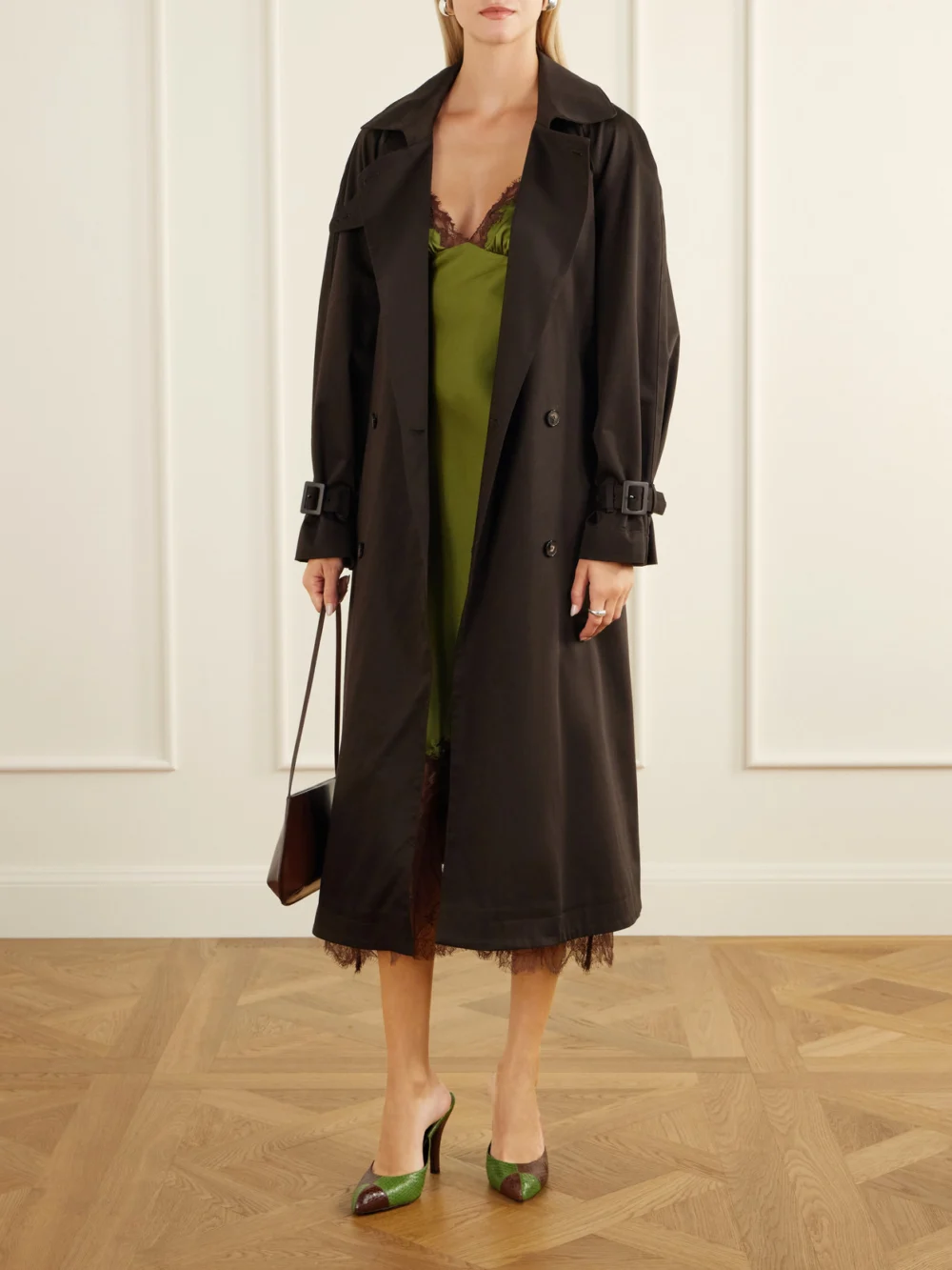 Herbert Levine Hidden Ambition 95 Snake Leather Mules, styled view