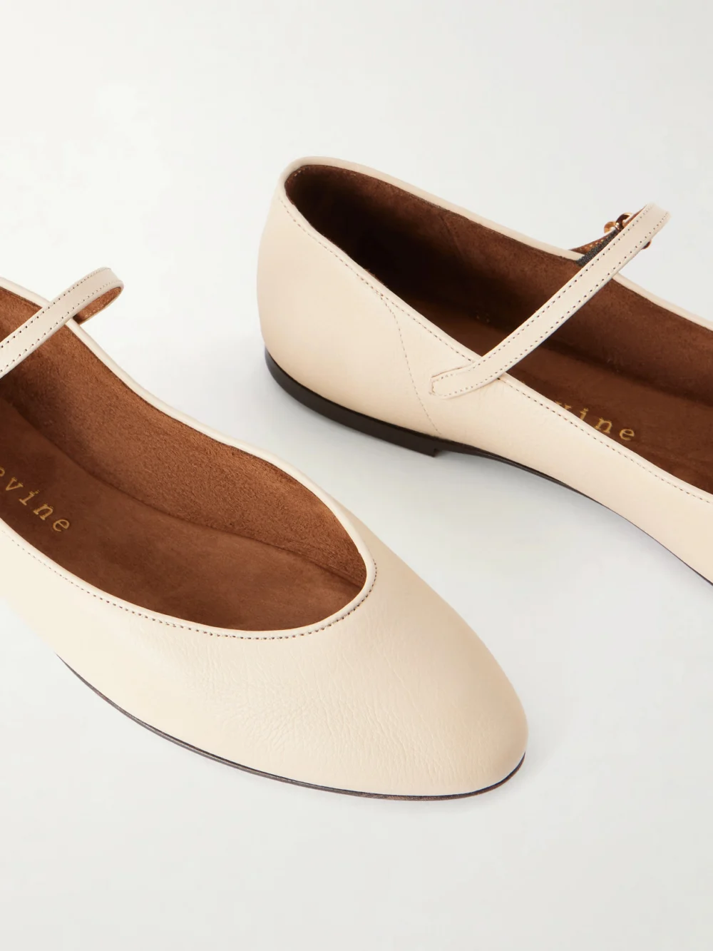 Close-up detail of the Herbert Levine Rule the Day Textured-leather Ballet Flats