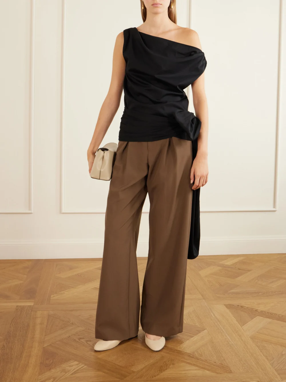 Herbert Levine Rule the Day Textured-leather Ballet Flats, styled view