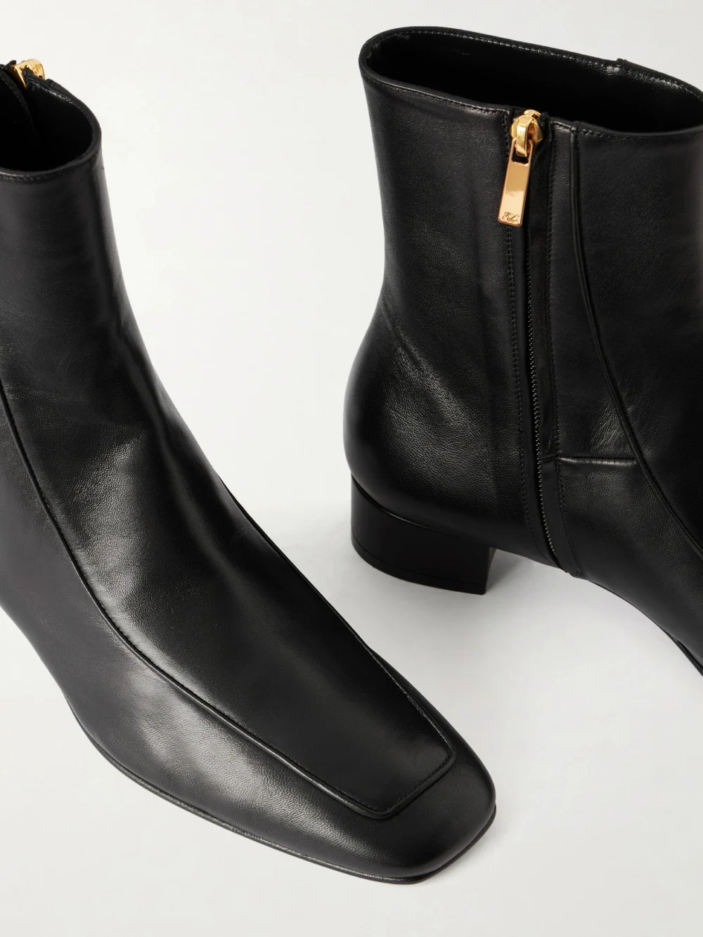 Close-up detail of the Herbert Levine Shadow Ban 30 Leather Ankle Boots