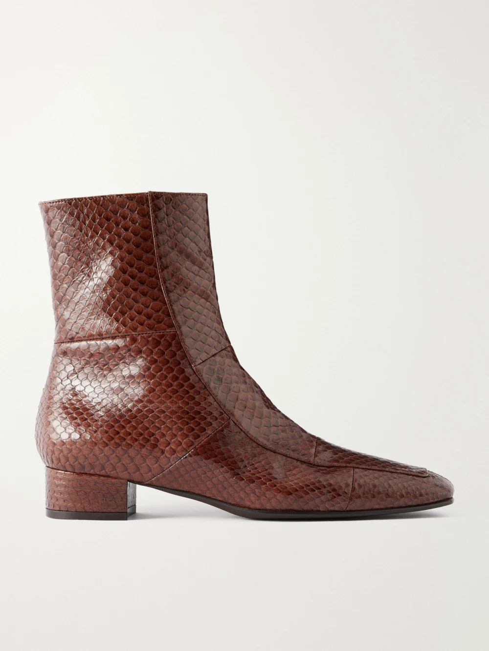Herbert Levine Shadow Ban 30 Snake-effect Leather Ankle Boots in tan