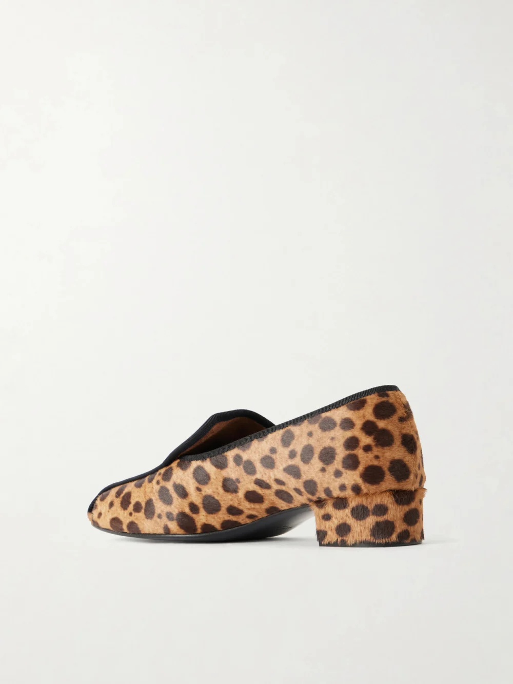 Back view of the Herbert Levine Showtime 30 Leopard-print Pony Hair Loafers