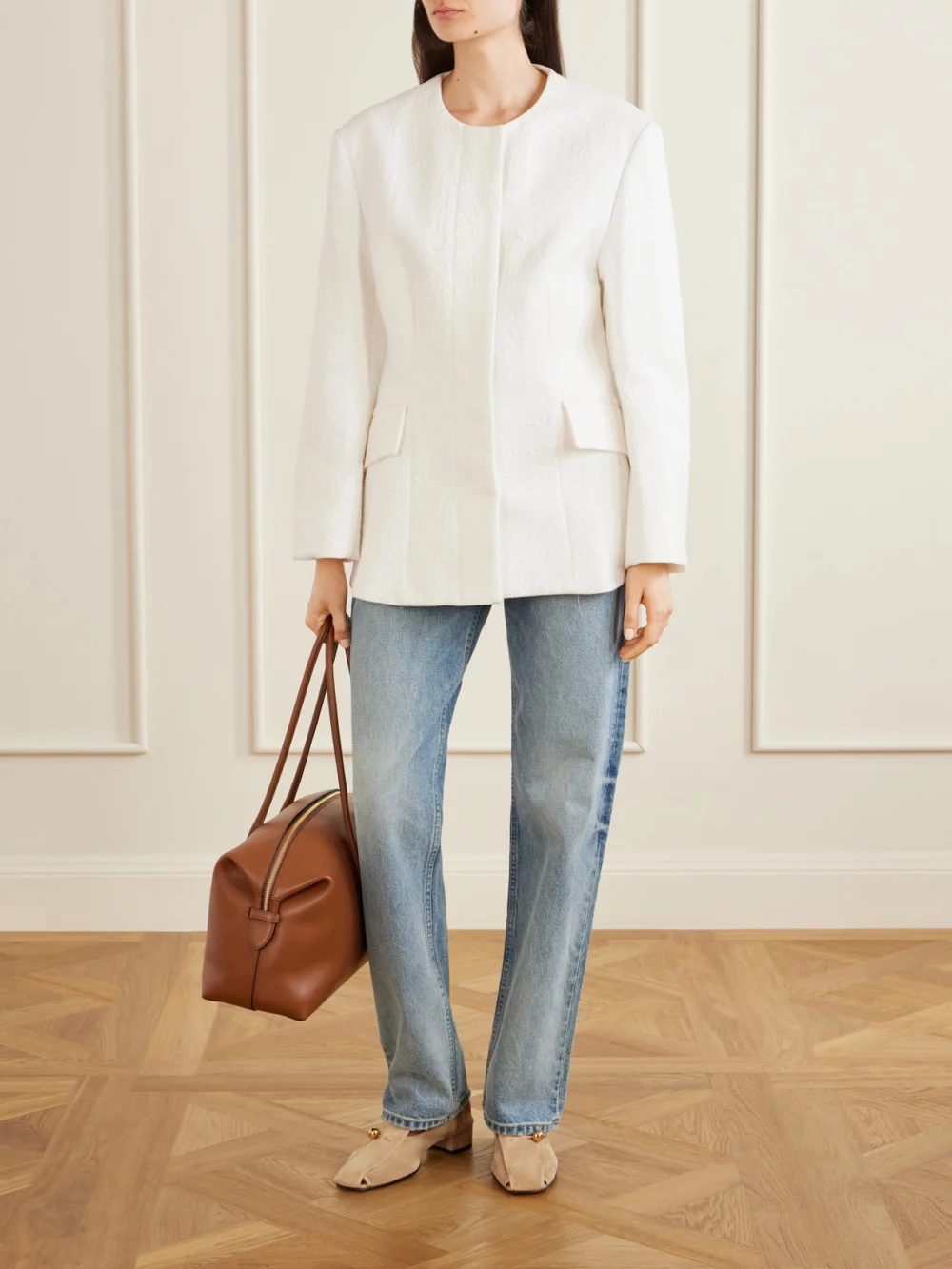 Herbert Levine Showtime 30 Suede Loafers, styled view