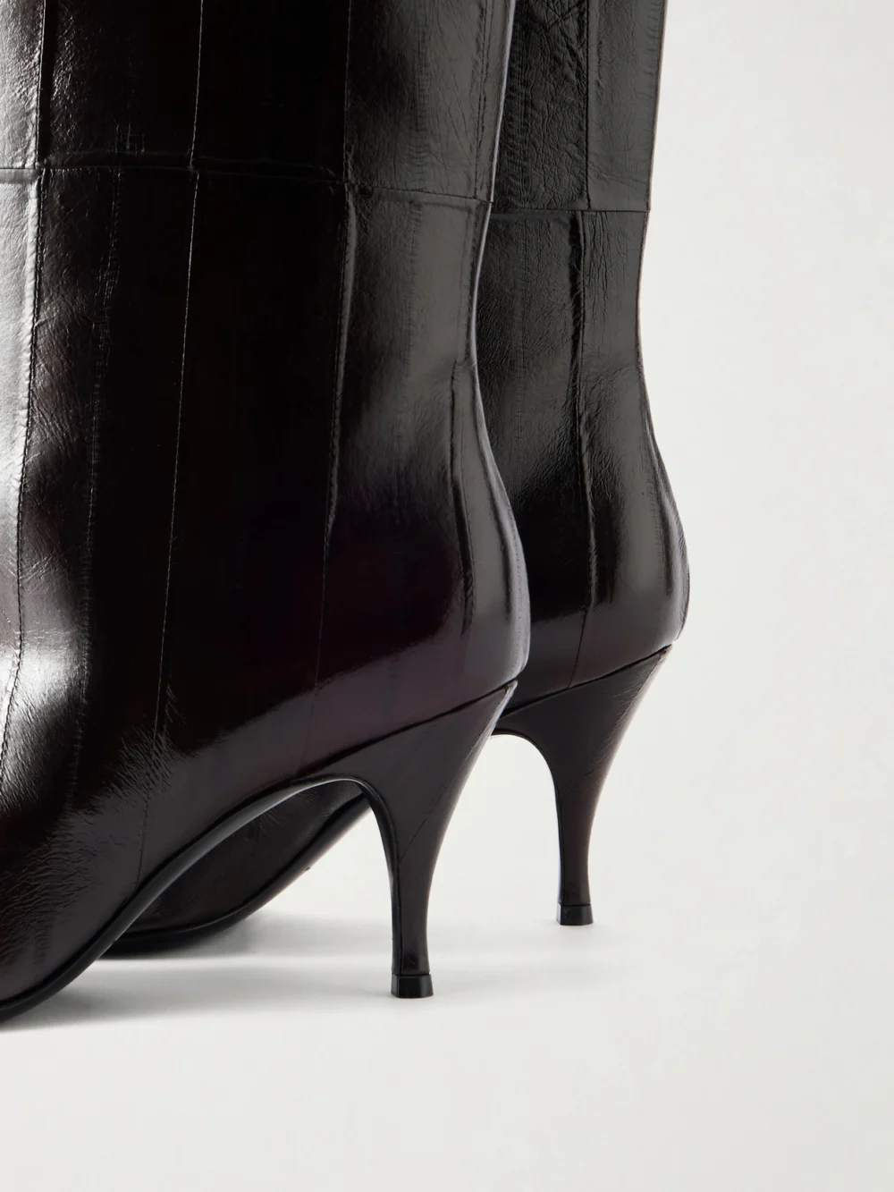 Close-up detail of the Herbert Levine Silhouette 80 Textured-leather Knee Boots