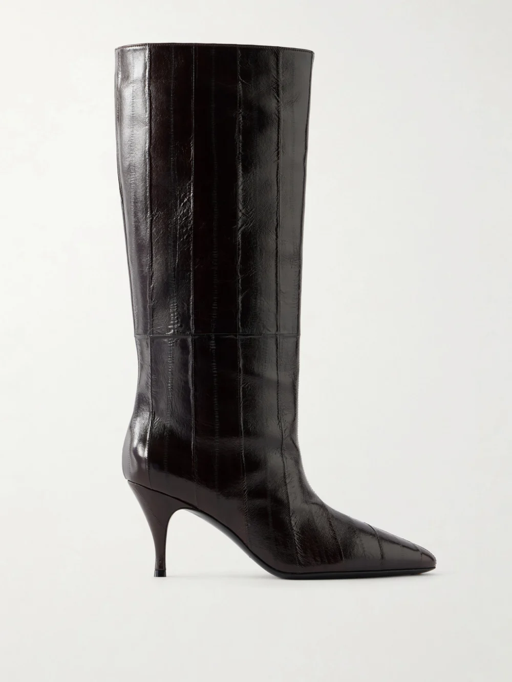 Herbert Levine Silhouette 80 Textured-leather Knee Boots in dark brown