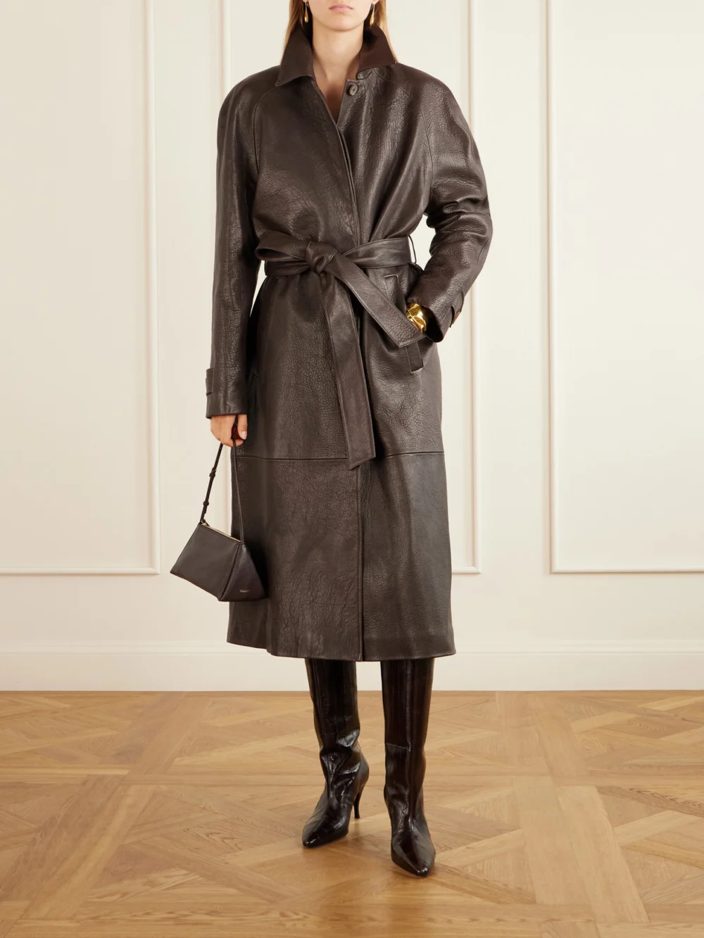 Herbert Levine Silhouette 80 Textured-leather Knee Boots, styled view