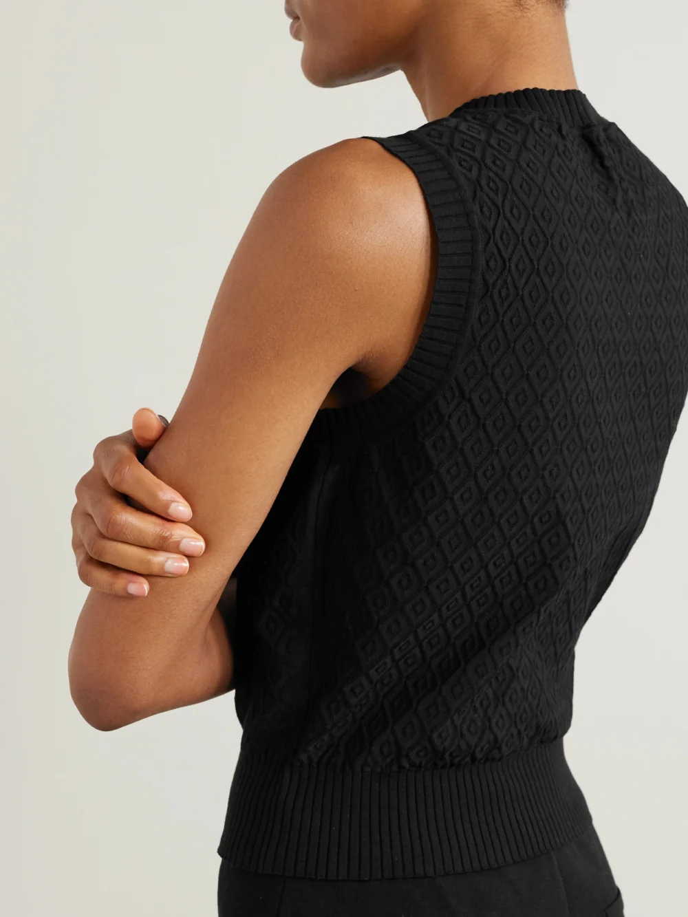 Back view of the High Sport Anetta Jacquard-knit Stretch-cotton Top