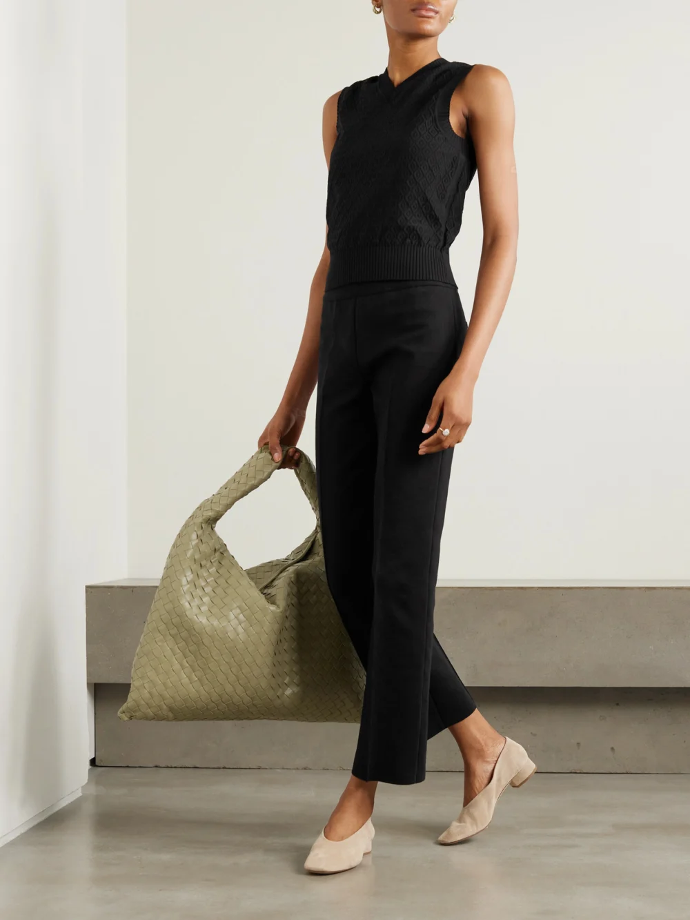 High Sport Anetta Jacquard-knit Stretch-cotton Top, worn by a model