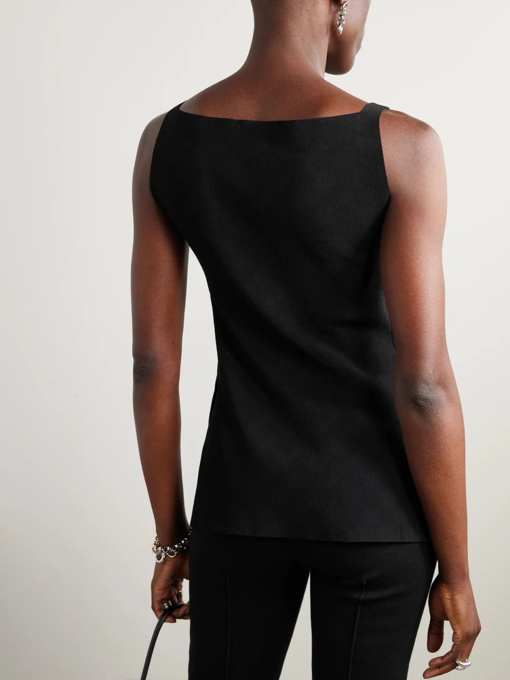 Back view of the High Sport Asher Checked Jacquard-knit Top