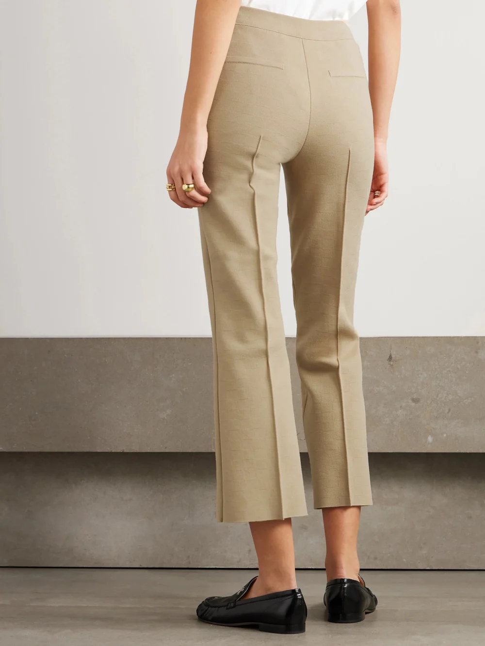 Back view of the High Sport Kick Cropped Stretch-cotton Flared Pants