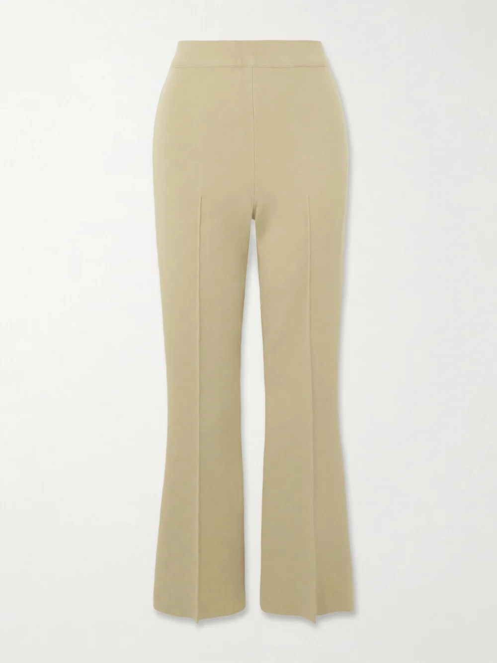 High Sport Kick Cropped Stretch-cotton Flared Pants in beige