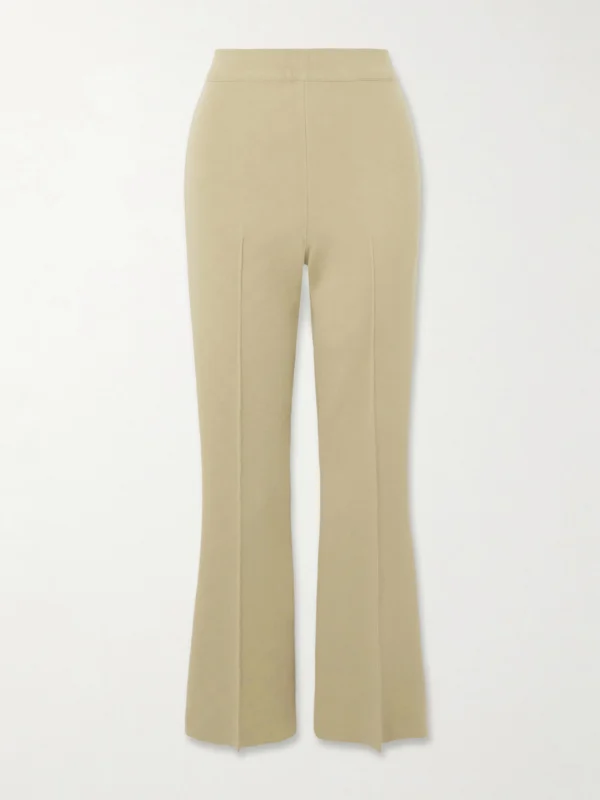 High Sport Kick Cropped Stretch-cotton Flared Pants