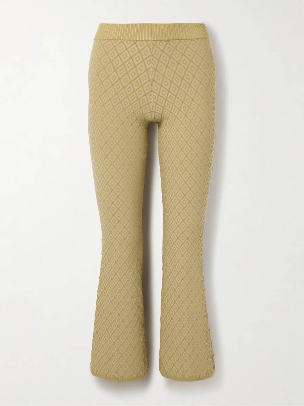 High Sport Kick It Cropped Cotton-blend Jacquard Flared Pants in beige