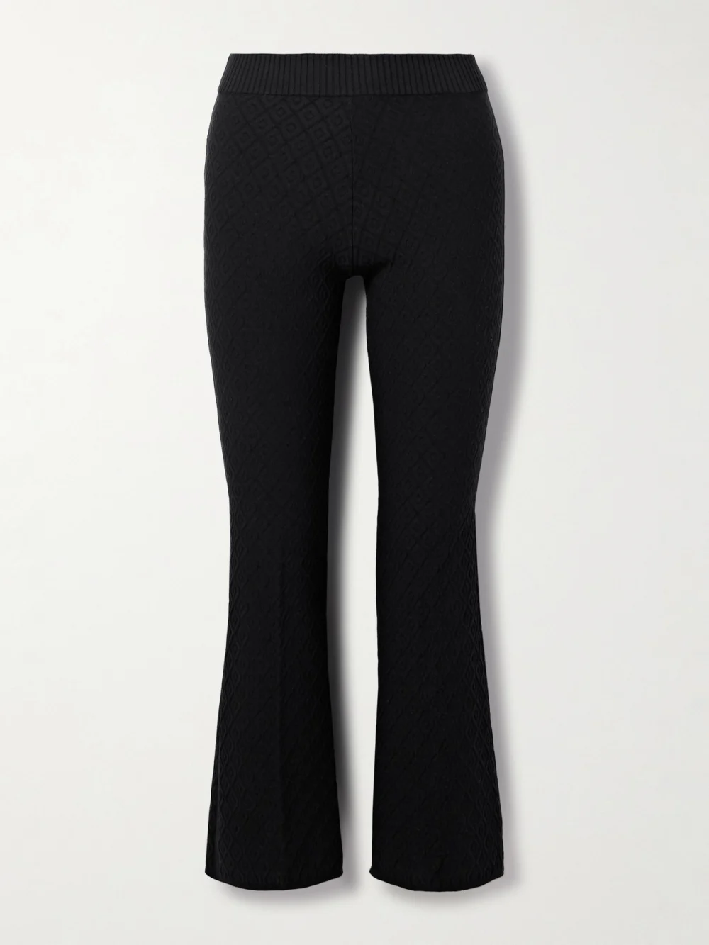 High Sport Kick It Cropped Cotton-blend Jacquard Flared Pants in black