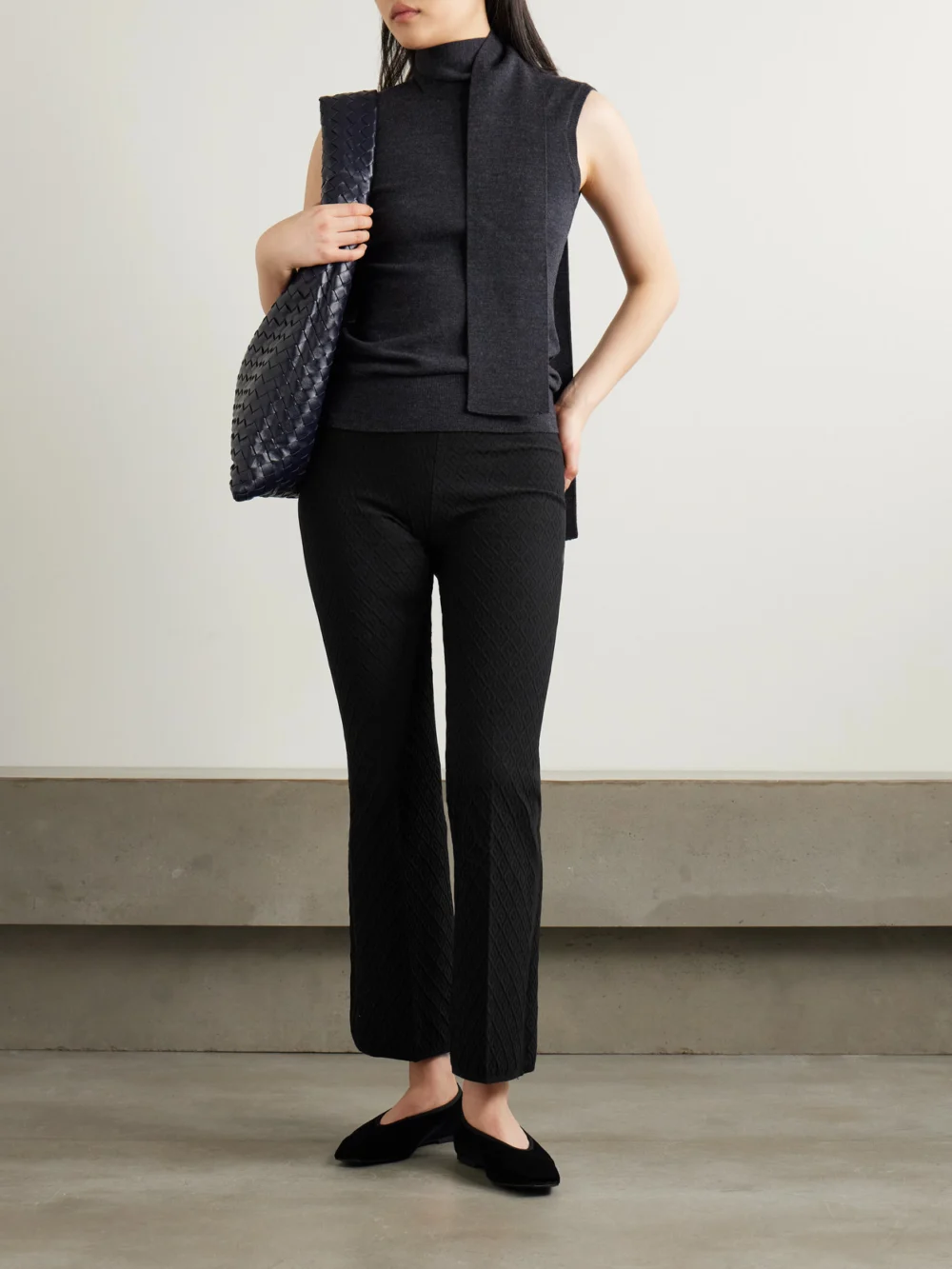 High Sport Kick It Cropped Cotton-blend Jacquard Flared Pants, worn by a model