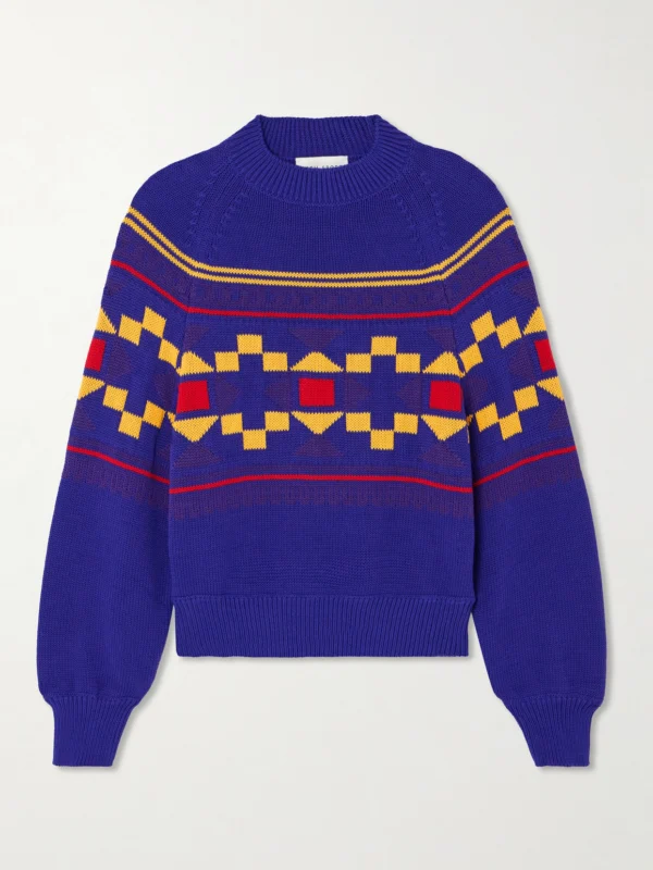 High Sport Lara Intarsia-knit Cotton-blend Sweater