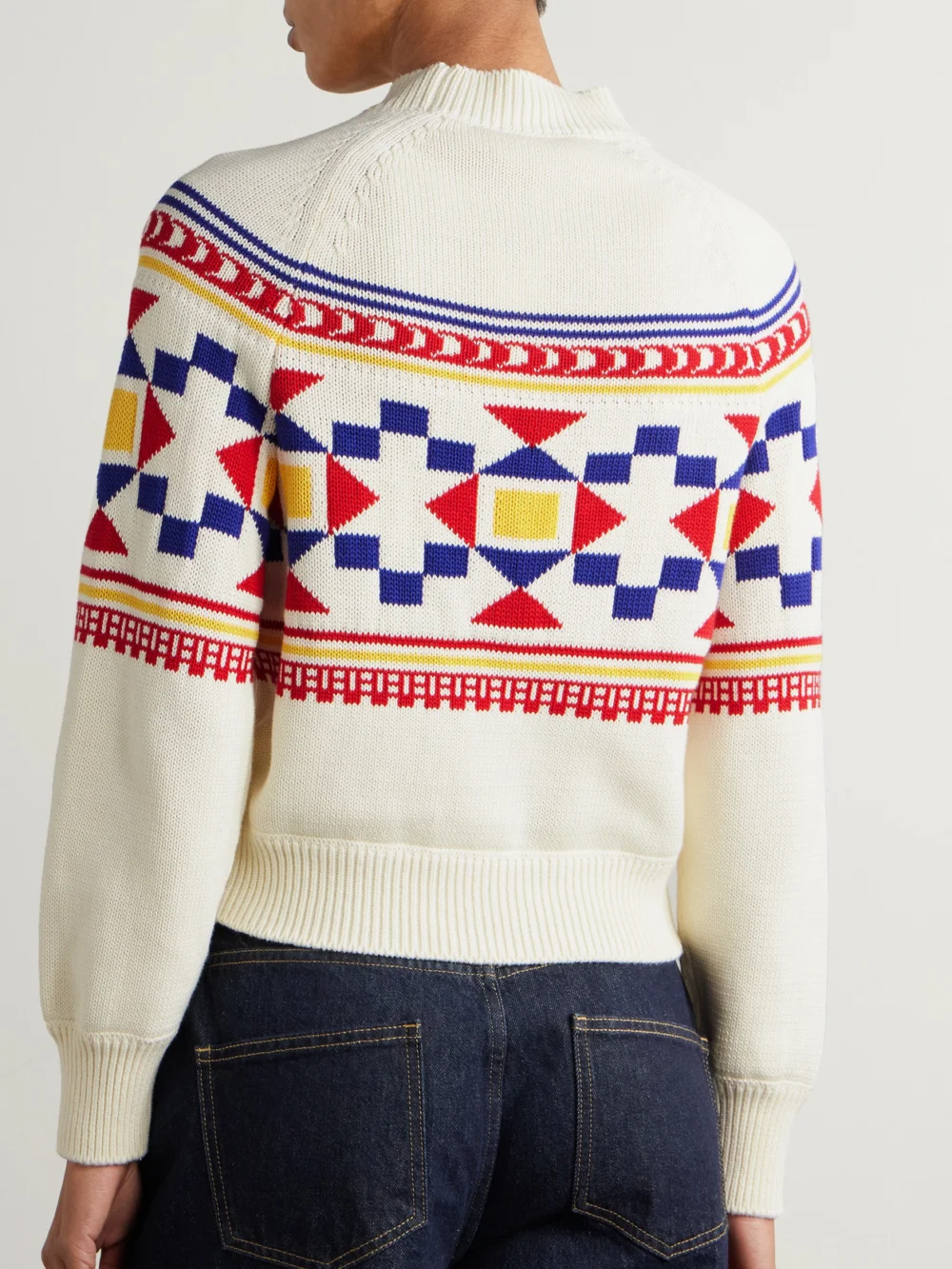 Back view of the High Sport Lara Intarsia-knit Cotton-blend Sweater