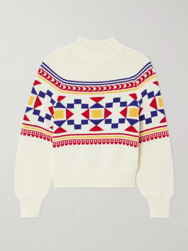 High Sport Lara Intarsia-knit Cotton-blend Sweater