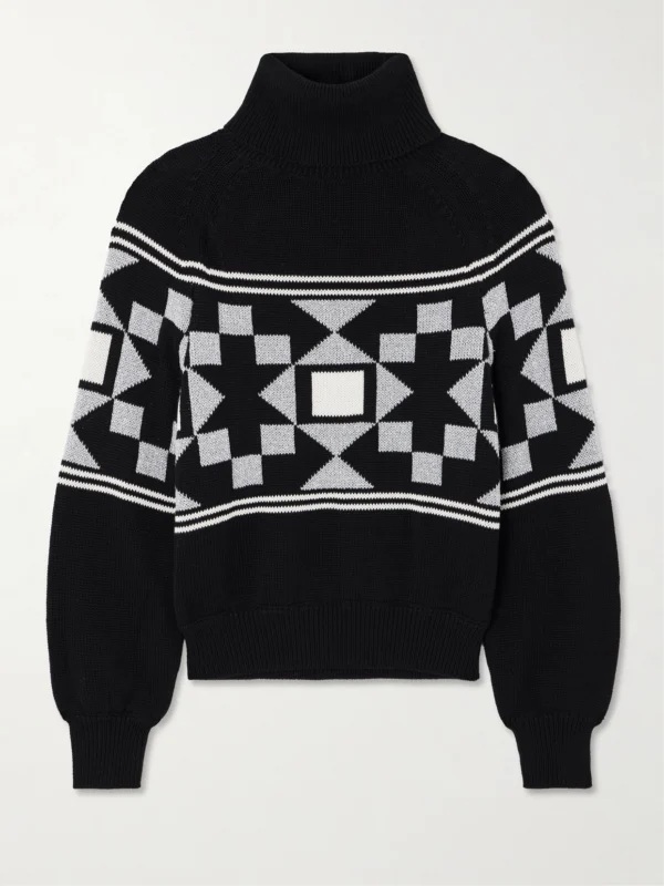 High Sport Lara Intarsia-knit Metallic Cotton-blend Turtleneck Sweater