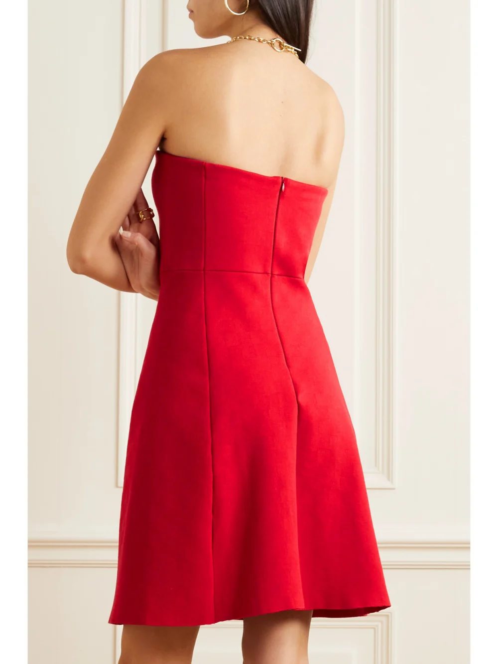 Back view of the High Sport Nance Strapless Stretch-cotton Mini Dress