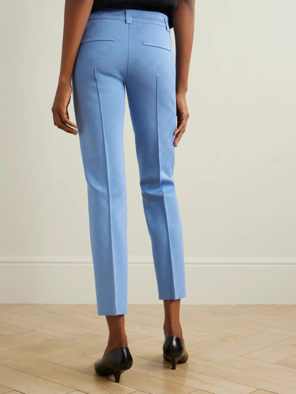Back view of the High Sport Nsfw Jules Checked Jacquard-knit Slim-leg Pants