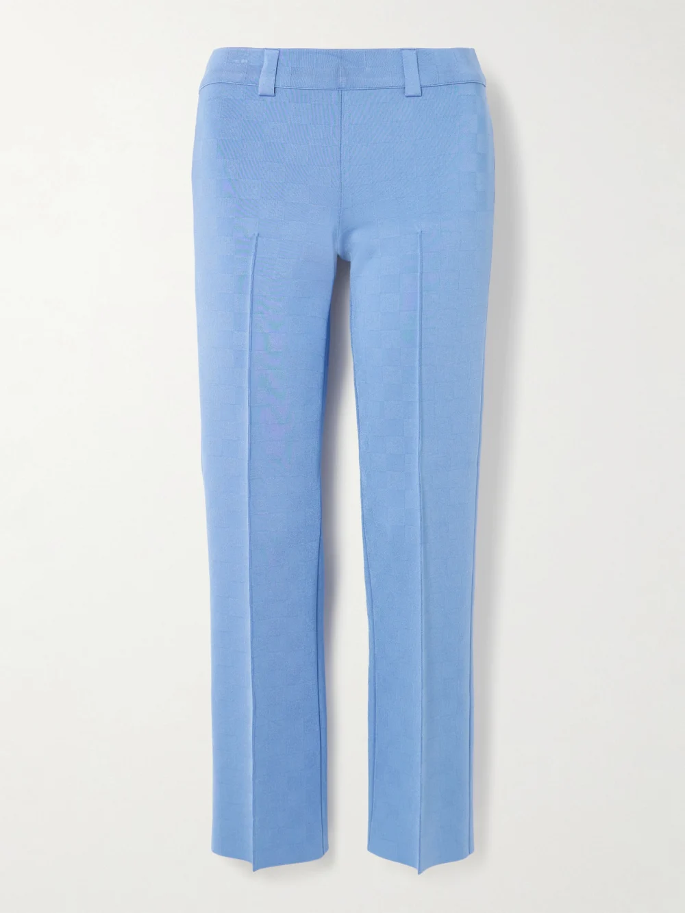 High Sport Nsfw Jules Checked Jacquard-knit Slim-leg Pants in blue