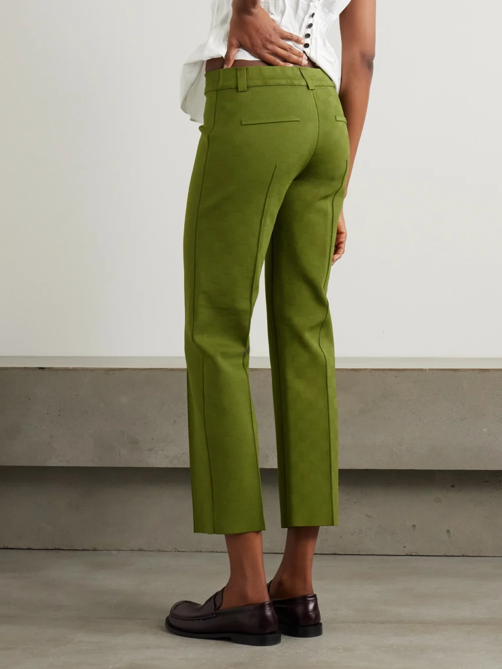 Back view of the High Sport Nsfw Jules Checked Jacquard-knit Slim-leg Pants