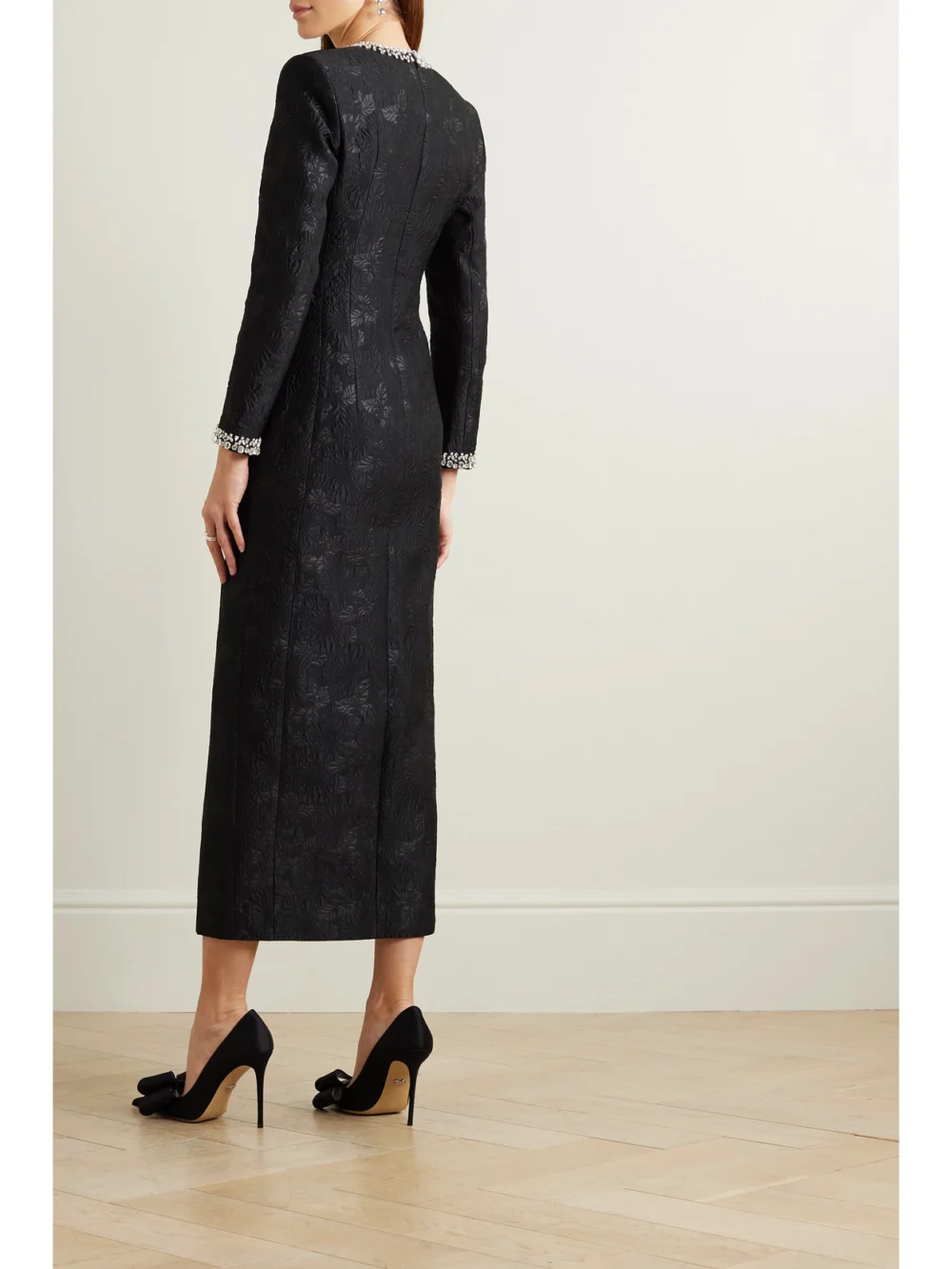 Back view of the Huishan Zhang Eleanor Crystal-embellished Cloqué Midi Dress