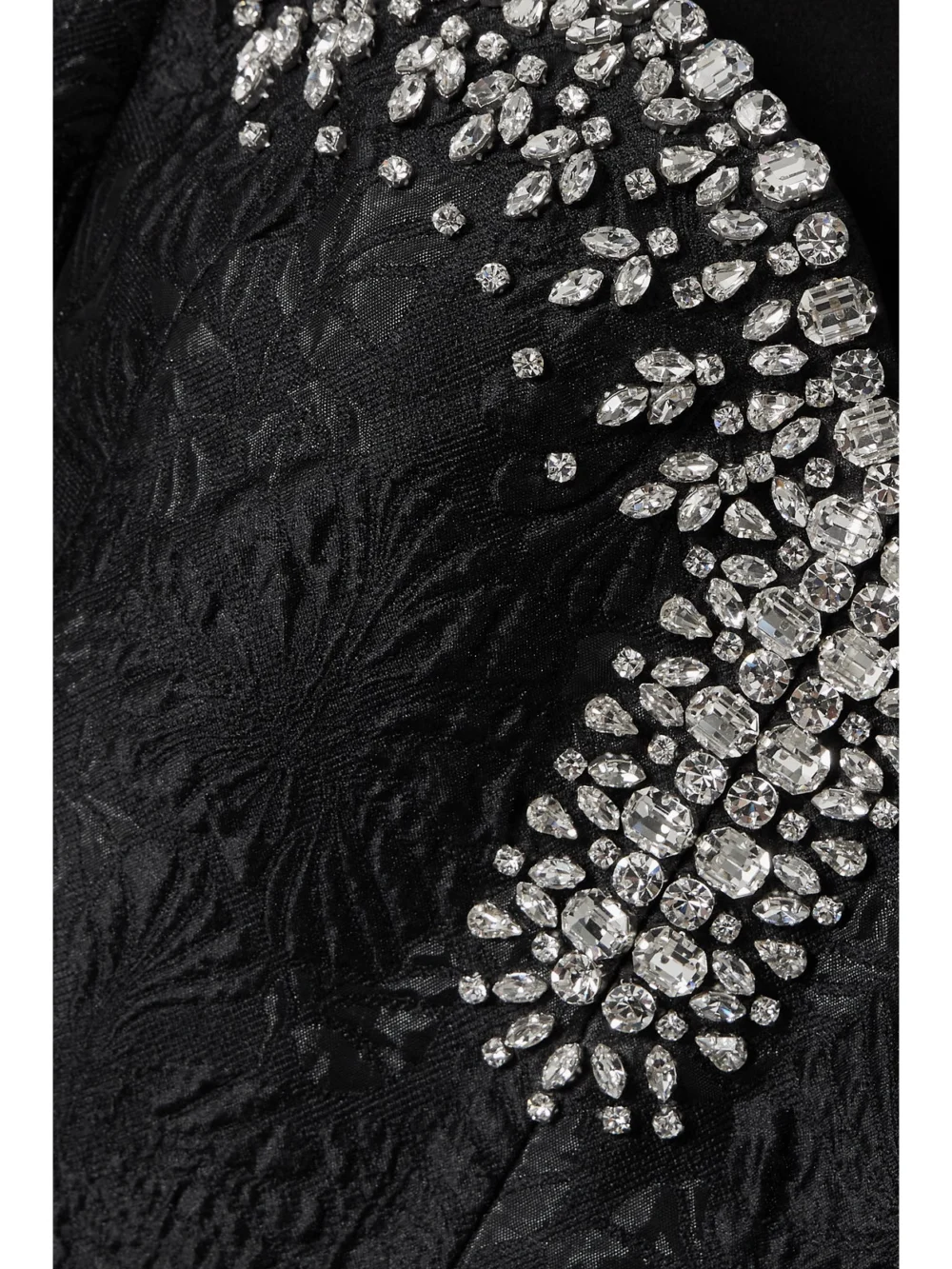 Close-up detail of the Huishan Zhang Eleanor Crystal-embellished Cloqué Midi Dress