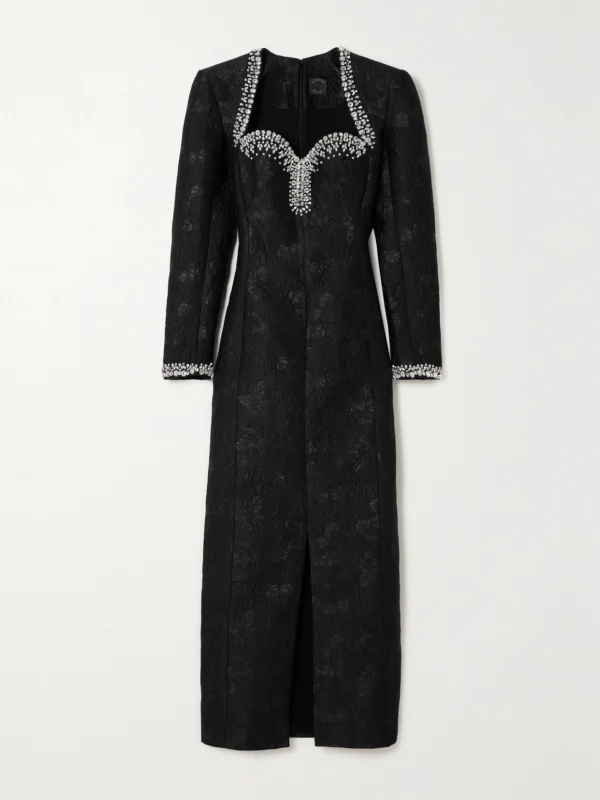 Huishan Zhang Eleanor Crystal-embellished Cloqué Midi Dress