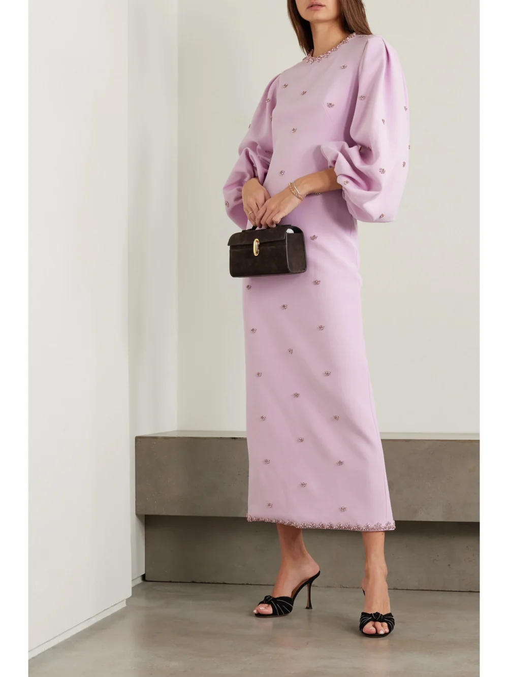 Huishan Zhang Joelle Crystal-embellished Recycled-crepe Maxi Dress, worn by a model