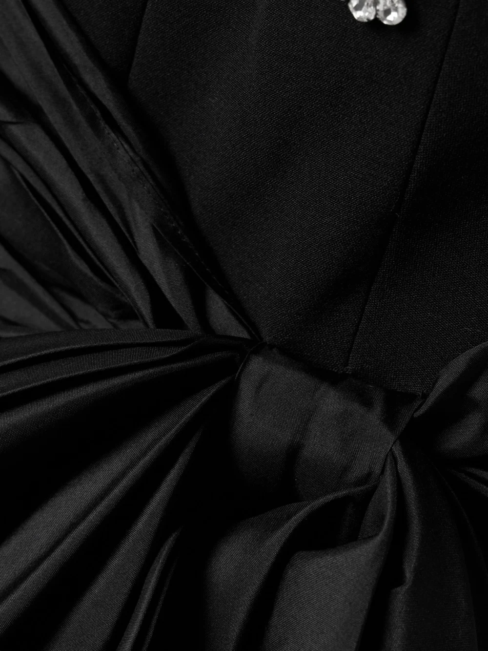 Close-up detail of the Huishan Zhang Kinsley Silk-taffeta Trimmed Crystal-embellished Crepe Midi Dress