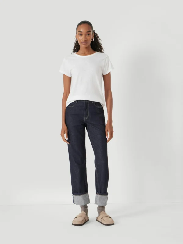 hush Agnes 2.0 Turn Up Jeans in Dark Blue Indigo