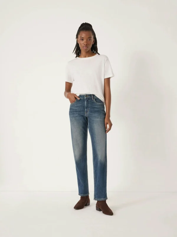 hush Agnes 2.0 Turn Up Jeans in Mid Blue