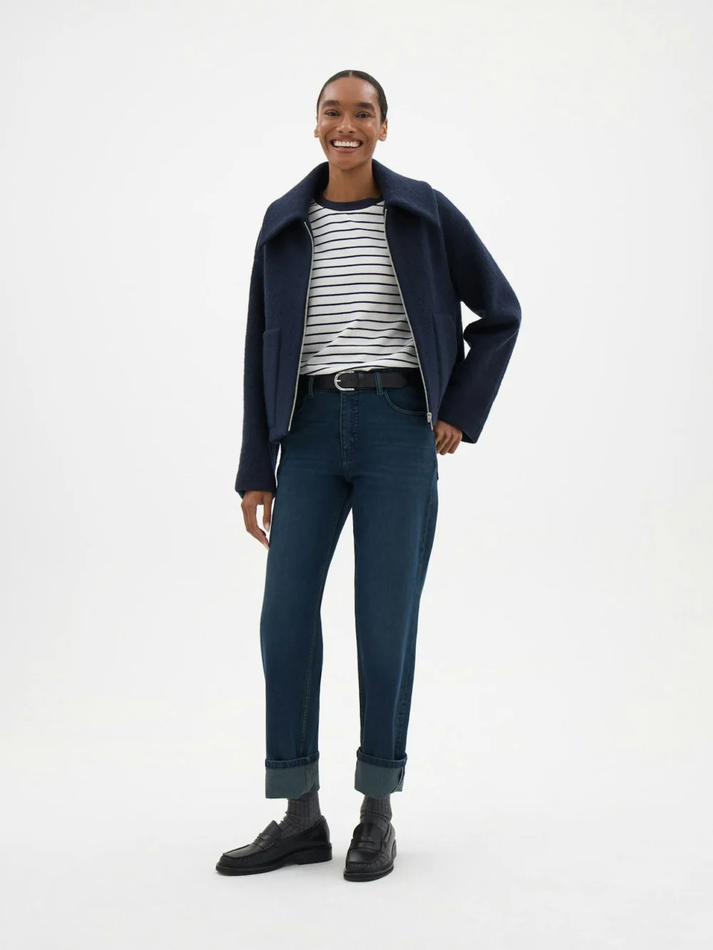 hush Agnes 2.0 Turn Up Jeans in New Dark Blue