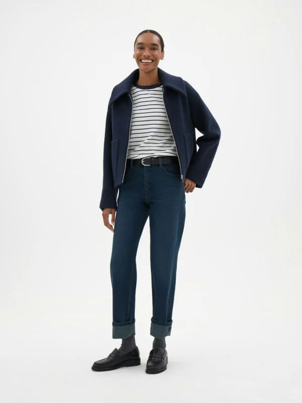 hush Agnes 2.0 Turn Up Jeans in New Dark Blue