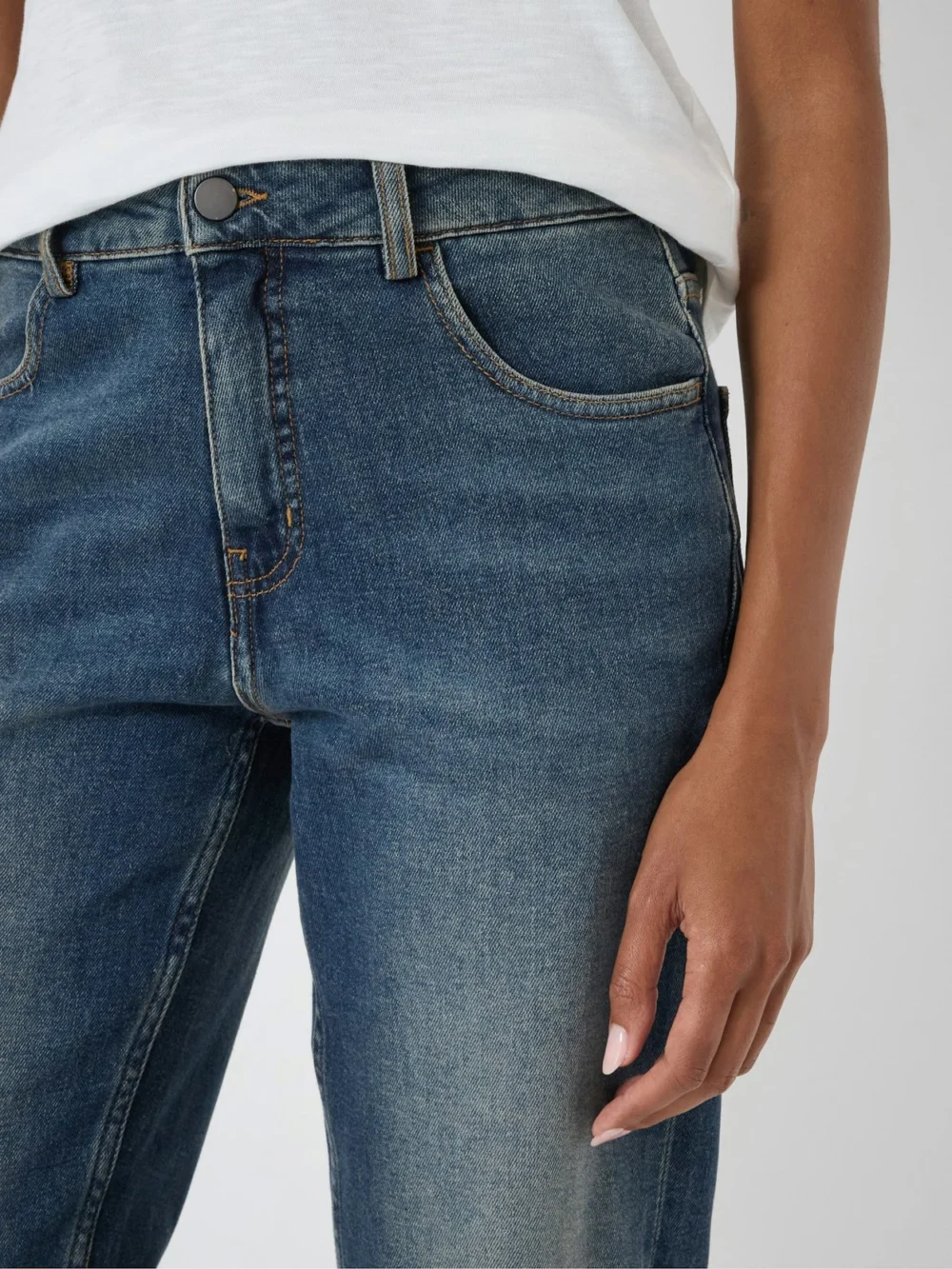 hush Agnes 2.0 Turn Up Jeans in Vintage Blue Wash, view 2