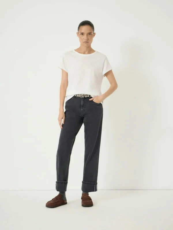 hush Agnes 2.0 Turn Up Jeans in Washed Black