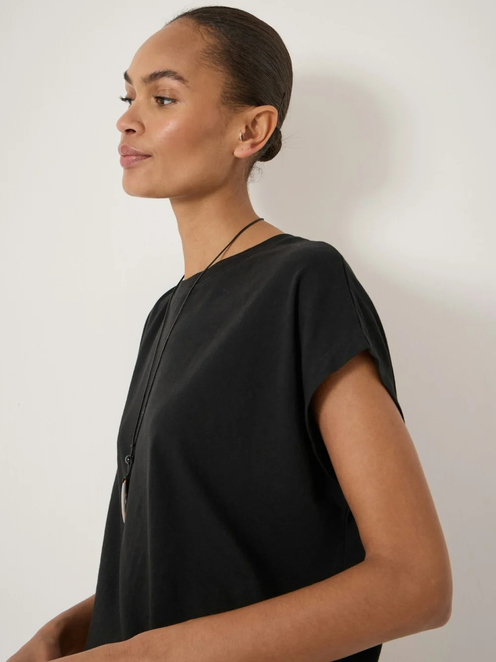 hush Aisling Cotton Slub T-Shirt in Black, view 2